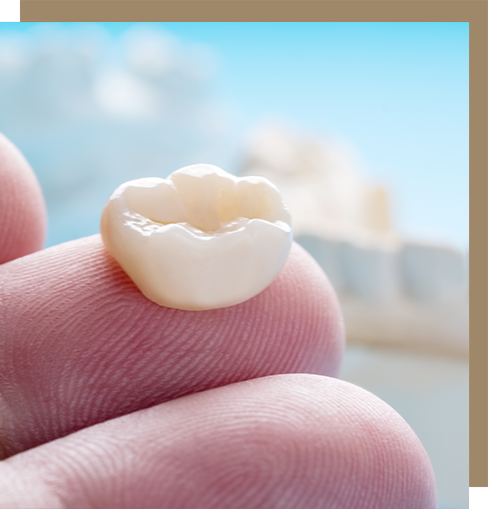 Dental crown on a finger