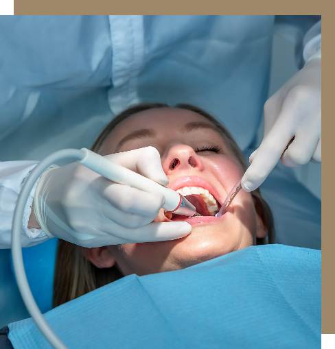 Woman getting a tooth-colored filling